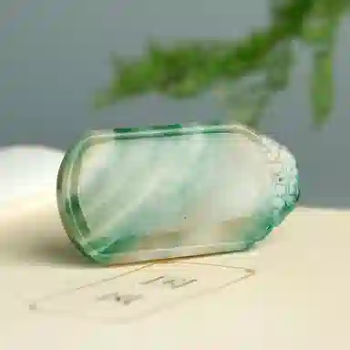 玉说 国潮无事牌天蓝绿白风景牌 独山玉 吊坠 男款