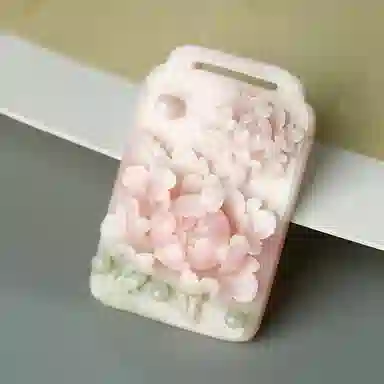 玉说 国风牡丹花芙蓉红花开富贵 独山玉 吊坠 男女同款情侣款