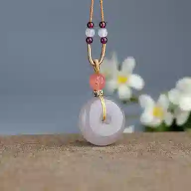 玉说 国风紫气东来平安扣冰紫 和田玉 吊坠 男女同款情侣款 白玉