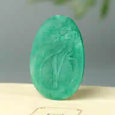 玉说 国风花鸟牌牡丹花绶带鸟富贵平安 独山玉 吊坠 男女同款情侣款