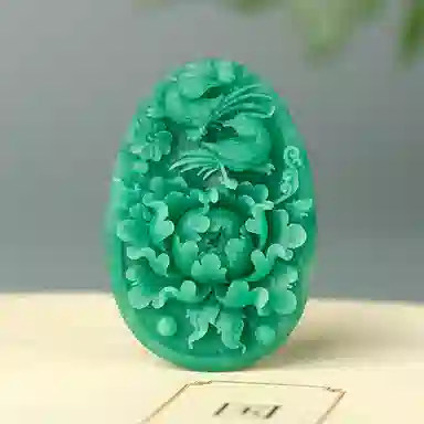 玉说 国风花鸟牌牡丹花绶带鸟富贵平安 独山玉 吊坠 男女同款情侣款