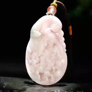 玉说 国潮牡丹花芙蓉红花开富贵锦上添花 独山玉 项链 男女同款情侣款