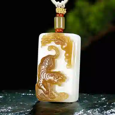 玉说 国潮 威震山河 虎 和田玉 吊坠 男款 白玉