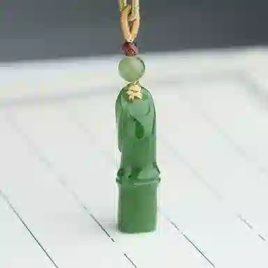 玉说 国潮竹节步步高 和田玉 吊坠 男女同款情侣款 碧玉