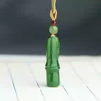 玉说 国潮竹节步步高 和田玉 吊坠 男女同款情侣款 碧玉