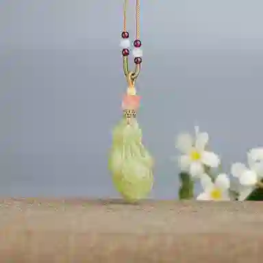 玉说 国风气质高贵典雅兰花花开富贵 和田玉 吊坠 女款 黄玉