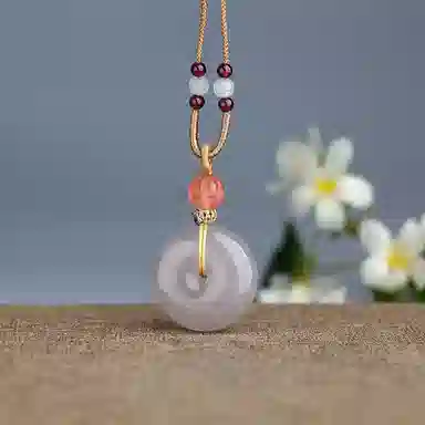 玉说 国风紫气东来平安扣冰紫 和田玉 吊坠 男女同款情侣款 白玉