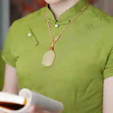 玉说 国潮平安牌无事牌 和田玉 项链 男女同款情侣款 糖玉