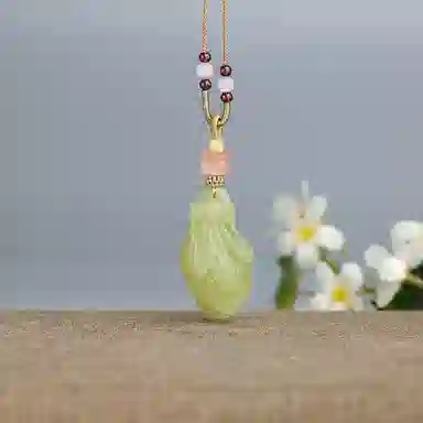 玉说 国风气质高贵典雅兰花花开富贵 和田玉 吊坠 女款 黄玉