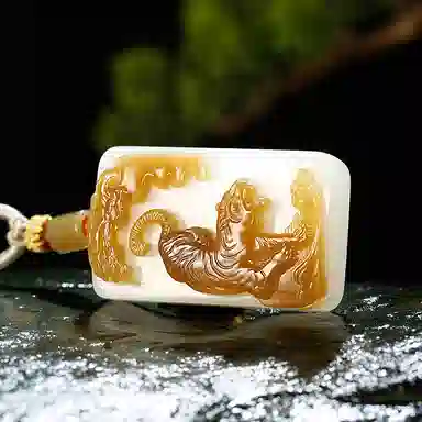 玉说 国潮 威震山河 虎 和田玉 吊坠 男款 白玉