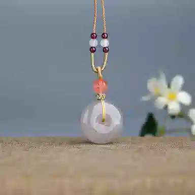 玉说 国风紫气东来平安扣冰紫 和田玉 吊坠 男女同款情侣款 白玉