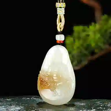 玉说 国潮观音御龙观自在菩萨 和田玉 项链 男款 白玉