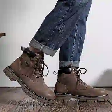 猪皮 加绒保暖舒适潮流百搭户外美式高街风格 马丁靴 男款