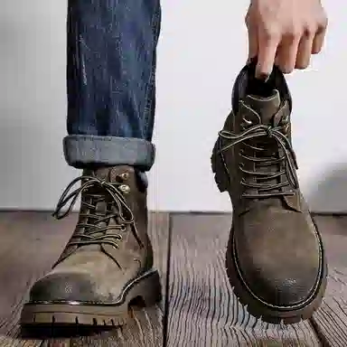 猪皮 加绒保暖舒适潮流百搭户外美式高街风格 马丁靴 男款