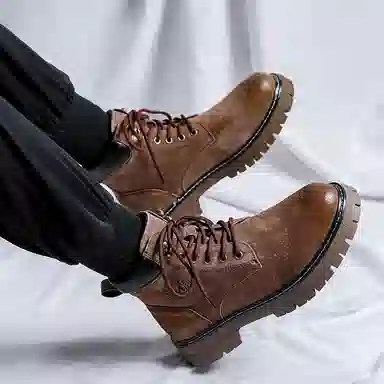 猪皮 加绒保暖舒适潮流百搭户外美式高街风格 马丁靴 男款