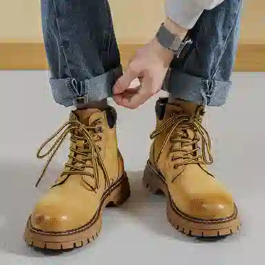 猪皮 加绒保暖舒适潮流百搭户外美式高街风格 马丁靴 男款