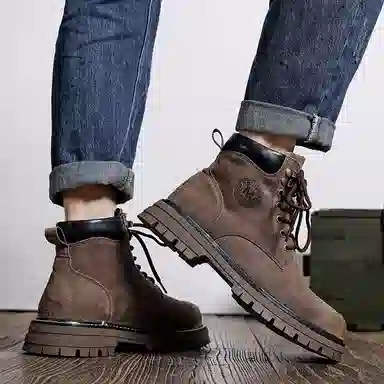 猪皮 加绒保暖舒适潮流百搭户外美式高街风格 马丁靴 男款