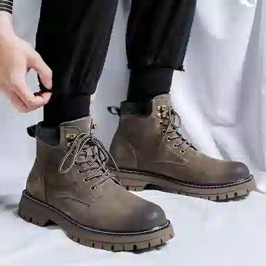 猪皮 加绒保暖舒适潮流百搭户外美式高街风格 马丁靴 男款