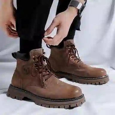 猪皮 加绒保暖舒适潮流百搭户外美式高街风格 马丁靴 男款