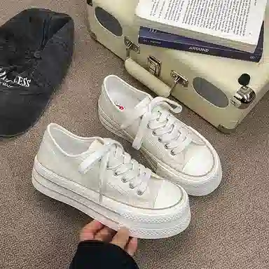 经典百搭厚底舒适通勤校园风 低帮 帆布鞋 女款