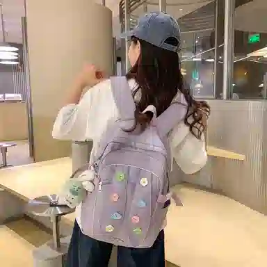 巴朗熊  百搭双肩包纯色拉链开合女款多色
