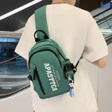 巴朗熊 街头休闲街头简约 尼龙 斜挎包腰包胸包 常规 男女同款情侣款 黑色/白色/绿色