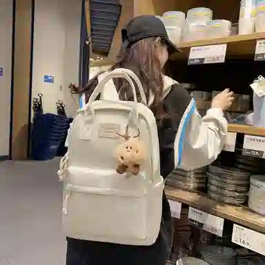 巴朗熊  尚日系简约百搭校园风双肩包大容量高中男女学生书包旅行电脑背包尼龙多色