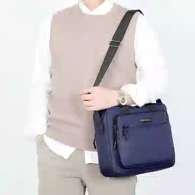 巴朗熊  男士高级感公文包休闲单肩包横版手提包大容量斜挎包牛津布小背包