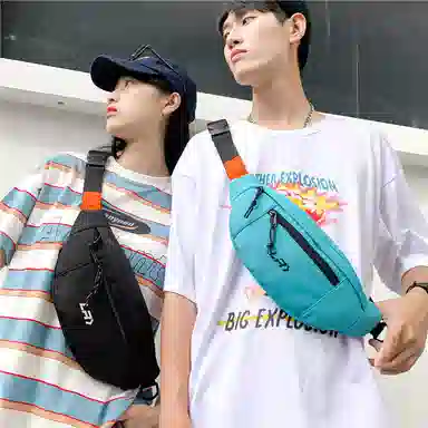 巴朗熊 潮流简约轻便 尼龙 胸包 男女同款情侣款 多色