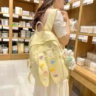 巴朗熊  百搭双肩包纯色拉链开合女款多色