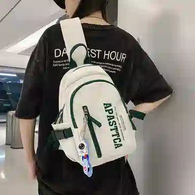 巴朗熊 街头休闲街头简约 尼龙 斜挎包腰包胸包 常规 男女同款情侣款 黑色/白色/绿色