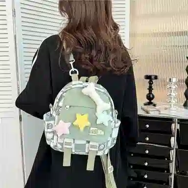 巴朗熊 拉链开合轻便 女款 双肩包 多色 尼龙