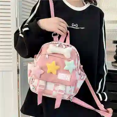 巴朗熊 拉链开合轻便 女款 双肩包 多色 尼龙