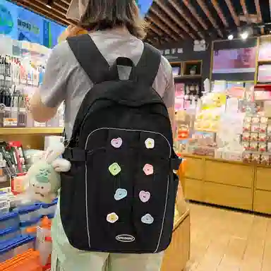 巴朗熊  百搭双肩包纯色拉链开合女款多色