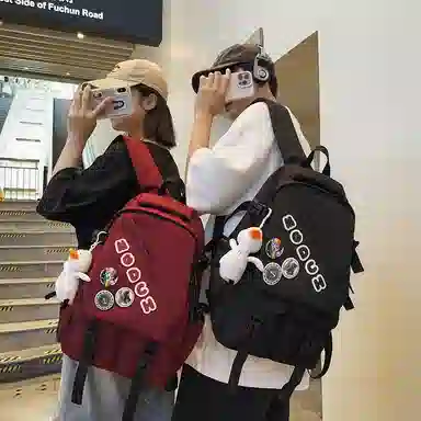 巴朗熊  初中生大容量韩版高中大学生 背包双肩包 尼龙 男女同款情侣款 多色