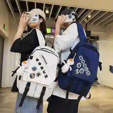 巴朗熊  初中生大容量韩版高中大学生 背包双肩包 尼龙 男女同款情侣款 多色