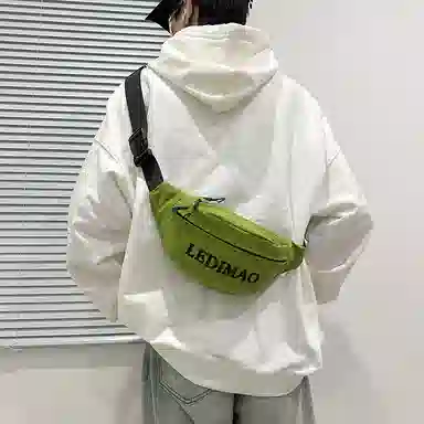 巴朗熊 日系撞色休闲简约百搭包 尼龙 腰包 常规 男女同款情侣款 多色