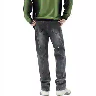 HIPHOPPUNKS Patchwork Loose Straight Jeans