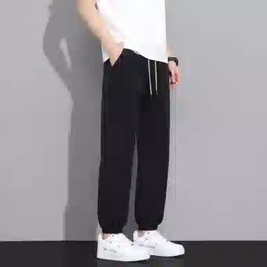冰丝材质薄款速干弹力抗皱寻星记 复古高级感纯色美式宽松多款式潮流针织运动裤 男女同款