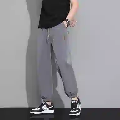 冰丝材质薄款速干弹力抗皱寻星记 复古高级感纯色美式宽松多款式潮流针织运动裤 男女同款