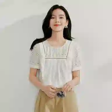 茵曼 休闲舒适百搭短袖衬衫 女款