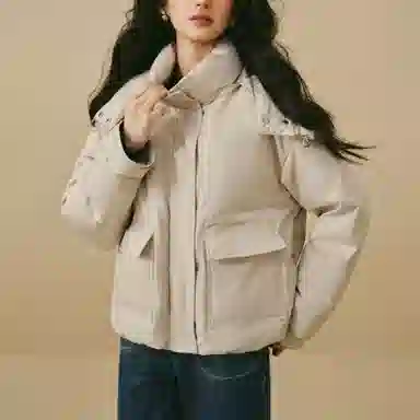 茵曼 百搭简约舒适长袖羽绒服 女款