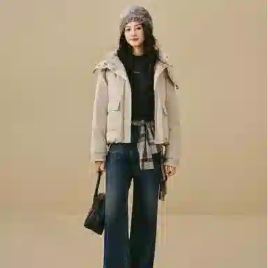 茵曼 百搭简约舒适长袖羽绒服 女款