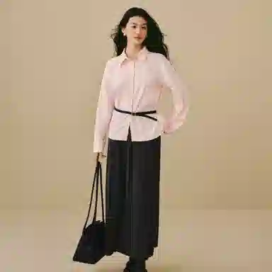 茵曼 条纹绣花袖口宽松落肩长袖衬衫 女款