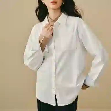 茵曼 条纹绣花袖口宽松落肩长袖衬衫 女款