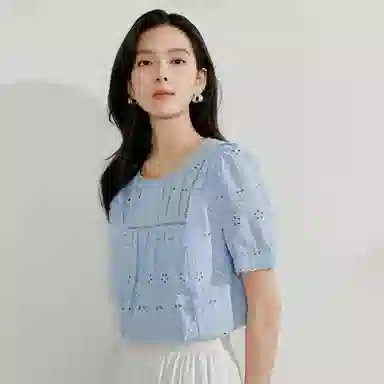 茵曼 休闲舒适百搭短袖衬衫 女款