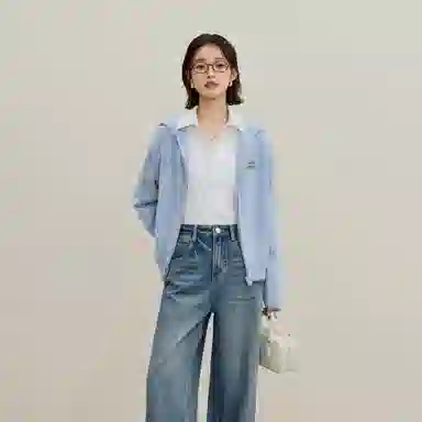 茵曼 休闲通勤宽松彩点连帽针织衫 女款