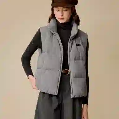 茵曼 小欧包针织叠穿立领羽绒加厚羽绒马甲 女款