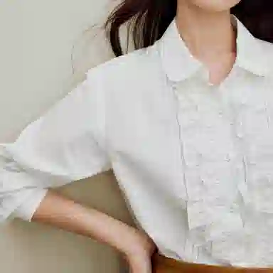 茵曼 娃娃领纯色简约长袖衬衫 女款