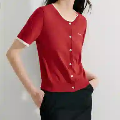 茵曼 舒适百搭纯色针织衫 女款